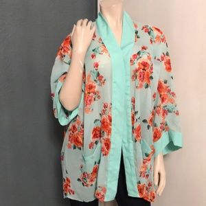 Long sleeve floral kimono